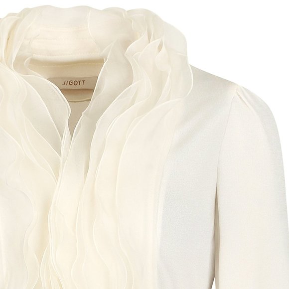 Ruffled Long Sleeve Ivory Blouse - Picture 8 of 12